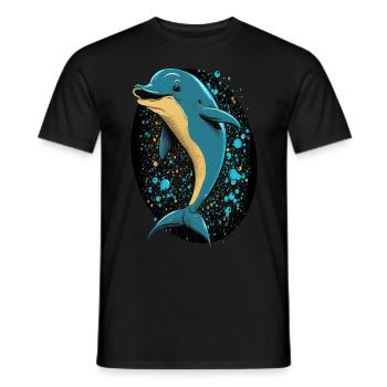 Cute Cartoon Dolphin Lover Ocean Animal - Men's T-Shirt - black - Front - AI Model Male 178 light (178cm)