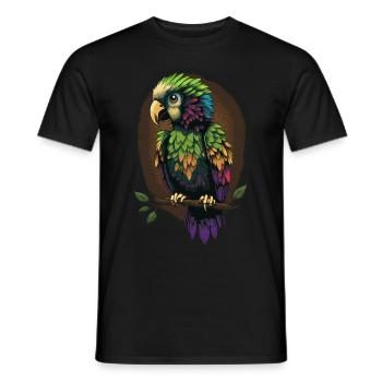 Cute Green Parrot Birding Ornithology Lover - Men's T-Shirt - black - Front - AI Model Male 178 light (178cm)