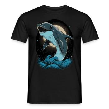 Cute Cartoon Dolphin Lover Funny Dolphin - Männer T-Shirt - Schwarz - Vorne - AI Model Male 178 light (178cm)