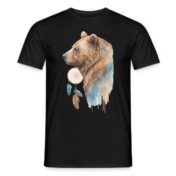 Bear Tribal Watercolor Bear Dream Catcher - Men's T-Shirt - black - Front - AI Model Male 178 light (178cm)