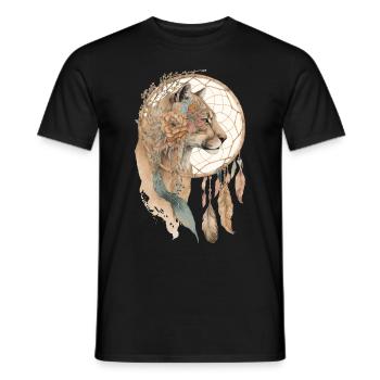 Cougar Tribal Watercolor Cougar Dream Catcher - Men's T-Shirt - black - Front - AI Model Male 178 light (178cm)