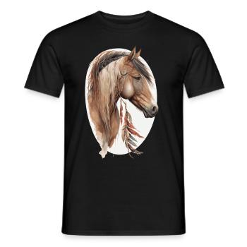 Horse Tribal Watercolor Horse Dream Catcher - Men's T-Shirt - black - Front - AI Model Male 178 light (178cm)