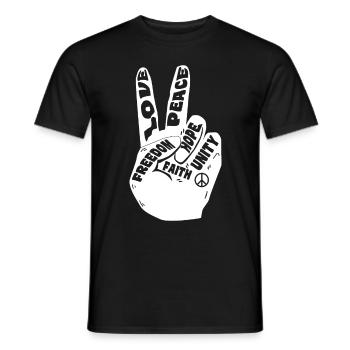 Peace Sign Retro 60s 70s Groovy Hippie Word Cloud - Männer T-Shirt - Schwarz - Vorne - AI Model Male 178 light (178cm)