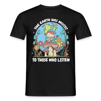 Hippie Gnome Mushrooms Retro 70s Groovy Hippy - Männer T-Shirt - Schwarz - Vorne - AI Model Male 178 light (178cm)