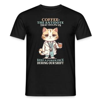Coffee The Antidote Cat Doctor Funny Caffeine Love - Männer T-Shirt - Schwarz - Vorne - AI Model Male 178 light (178cm)