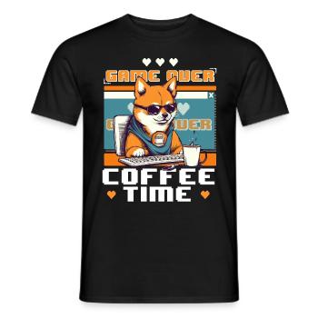 Game Over Coffee Time Funny Gamer Shiba Inu Gaming - Männer T-Shirt - Schwarz - Vorne - AI Model Male 178 light (178cm)