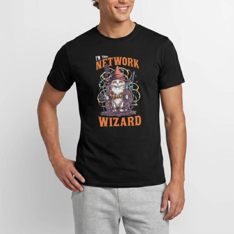 Network Wizard Network Admin Cat Computer Engineer Männer T-Shirt