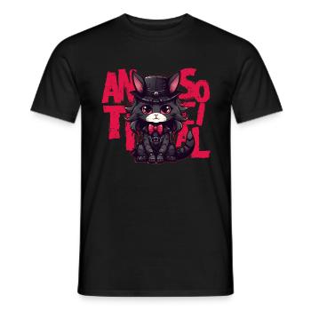Goth Cat Soft Grunge Japanese Gothic Aestehtic - Männer T-Shirt - Schwarz - Vorne - AI Model Male 178 light (178cm)
