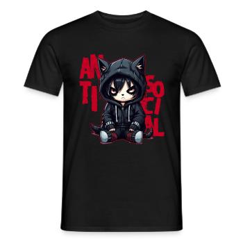 Dark Antisocial Emo Cat Gothic Menhera Aesthetic - Männer T-Shirt - Schwarz - Vorne - AI Model Male 178 light (178cm)
