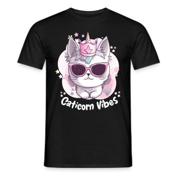 Caticorn Vibes Kawaii Unicorn Cat Cute Anime - Männer T-Shirt - Schwarz - Vorne - AI Model Male 178 light (178cm)