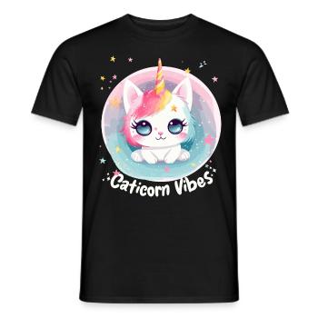 Caticorn Vibes Kawaii Anime Unicorn Cat Cute Carto - Männer T-Shirt - Schwarz - Vorne - AI Model Male 178 light (178cm)