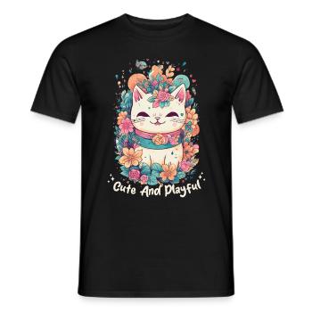 Caticorn Vibes Kawaii Rainbow Cat Unicorn Anime Ch - Männer T-Shirt - Schwarz - Vorne - AI Model Male 178 light (178cm)