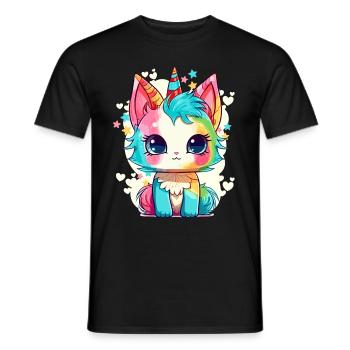 Caticorn Vibes Kawaii Anime Unicorn Cat Cute Carto - Männer T-Shirt - Schwarz - Vorne - AI Model Male 178 light (178cm)