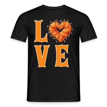Love Heart Shape Croissant for French Bread Lover - Männer T-Shirt - Schwarz - Vorne - AI Model Male 178 light (178cm)