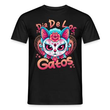 Kawaii Sugar Skull Cat Dia de Los Gatos Day of The - Männer T-Shirt - Schwarz - Vorne - AI Model Male 178 light (178cm)