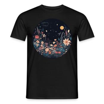 Night Sky Meadow Flower Garden Aesthetic Nature Lo - Männer T-Shirt - Schwarz - Vorne - AI Model Male 178 light (178cm)