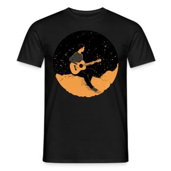 Minimalist Night Sky Nature Acoustic Guitar Musici - Männer T-Shirt - Schwarz - Vorne - AI Model Male 178 light (178cm)