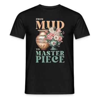 Mud To Masterpiece Floral Clay Pot Ceramic Pottery - Männer T-Shirt - Schwarz - Vorne - AI Model Male 178 light (178cm)