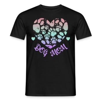 Dog Mom Pastel Color Paw Prints Heart Female Dog L - Männer T-Shirt - Schwarz - Vorne - AI Model Male 178 light (178cm)