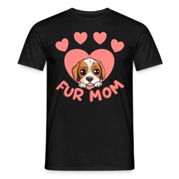 Fur Mom Text Heart Paw Print Puppy Peeping Animal - Männer T-Shirt - Schwarz - Vorne - AI Model Male 178 light (178cm)