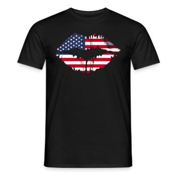 Patriotic Lips US American Country Flag Kiss Lip - Männer T-Shirt - Schwarz - Vorne - AI Model Male 178 light (178cm)