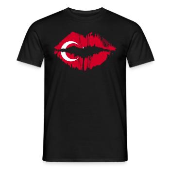 Turkey Flag Lips Turkish Country Flag Kiss Lip - Männer T-Shirt - Schwarz - Vorne - AI Model Male 178 light (178cm)