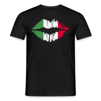 Italy Country Flag Italian Pride Italia Kiss Lips - Männer T-Shirt - Schwarz - Vorne - AI Model Male 178 light (178cm)