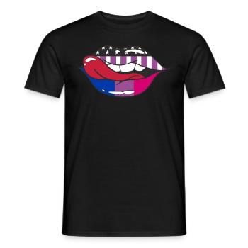 LGBTQ Pride Patriotic US Flag Tongue Bisexual Flag - Männer T-Shirt - Schwarz - Vorne - AI Model Male 178 light (178cm)