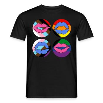 LGBTQ Gay Rainbow Progress Pride Flag Lips - Männer T-Shirt - Schwarz - Vorne - AI Model Male 178 light (178cm)