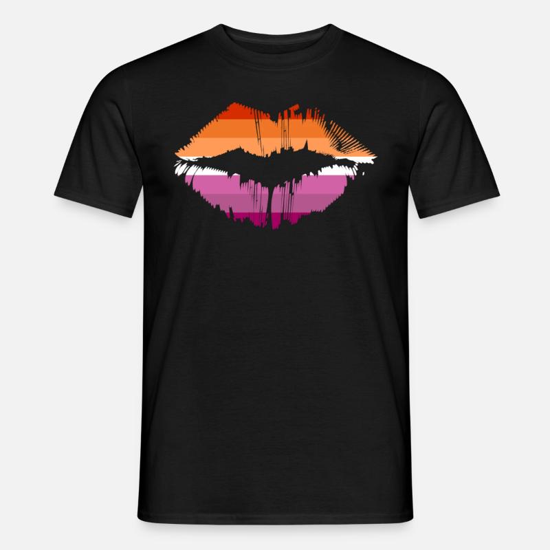 Lesbian Flag Lips LGBTQ Pride - Männer T-Shirt - Schwarz