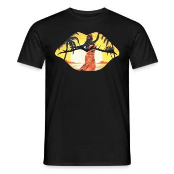 Tropical Summer Beach Lips Maori Retro Sunset - Männer T-Shirt - Schwarz - Vorne - AI Model Male 178 light (178cm)