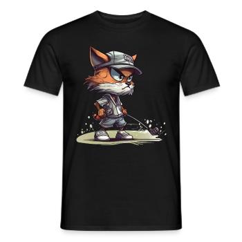 Cat Playing Golf Golfer Golfing Cat Lover - Männer T-Shirt - Schwarz - Vorne - AI Model Male 178 light (178cm)