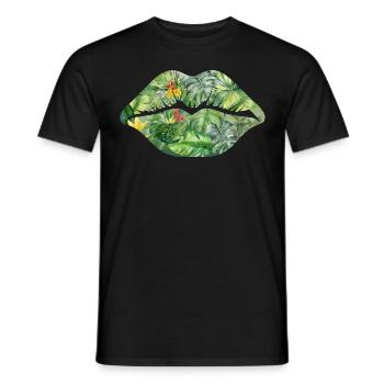 Tropical Leaves Lips Summer Beach Vacation - Männer T-Shirt - Schwarz - Vorne - AI Model Male 178 light (178cm)