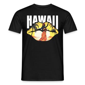 Tropical Summer Hawaii Beach Lips Retro Sunset - Männer T-Shirt - Schwarz - Vorne - AI Model Male 178 light (178cm)