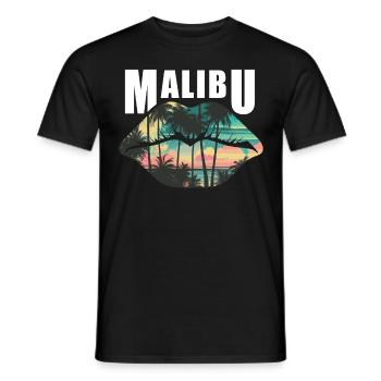 Malibu Beach Lips Tropical Summer Retro Sunset - Männer T-Shirt - Schwarz - Vorne - AI Model Male 178 light (178cm)
