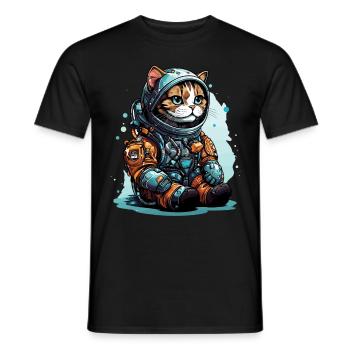 Cat Astronaut Helmet Space Explorer Astronauts Cat - Männer T-Shirt - Schwarz - Vorne - AI Model Male 178 light (178cm)