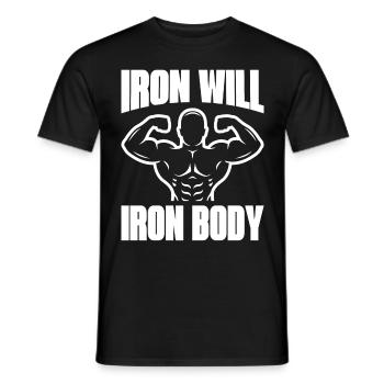 Iron Will Iron Body Weightlifting Workout Exercise - Männer T-Shirt - Schwarz - Vorne - AI Model Male 178 light (178cm)