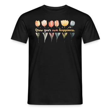 Grow Your Own Happiness Tulips Flowers And Plant L - Männer T-Shirt - Schwarz - Vorne - AI Model Male 178 light (178cm)