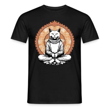 Cat Yoga Meditating Buddhism Yoga - Männer T-Shirt - Schwarz - Vorne - AI Model Male 178 light (178cm)