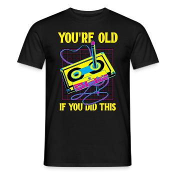 You're Old If You Did This Retro Vintage Cassette - Männer T-Shirt - Schwarz - Vorne - AI Model Male 178 light (178cm)