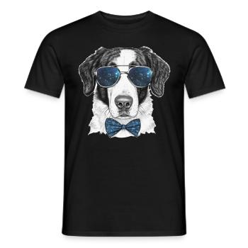 Dog Bow Tie Galaxy Sunglasses Cute Cosmic Space Do - Männer T-Shirt - Schwarz - Vorne - AI Model Male 178 light (178cm)