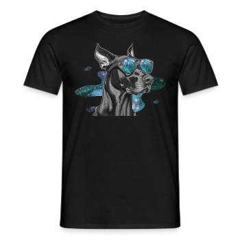 Dobermann Space Glasses Galaxy Astronomy Dog Sungl - Männer T-Shirt - Schwarz - Vorne - AI Model Male 178 light (178cm)