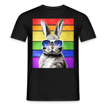 LGBTQ Rabbit Space Glasses Bunny Galaxy Sunglasses - Männer T-Shirt - Schwarz - Vorne - AI Model Male 178 light (178cm)