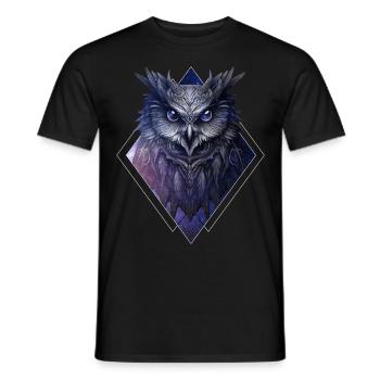 Celestial Owl Space Bird Galaxy Nebula Spirit Anim - Männer T-Shirt - Schwarz - Vorne - AI Model Male 178 light (178cm)