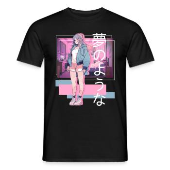 Kawaii Anime Lofi Girl Retro Japanese Soft Girl Ae - Männer T-Shirt - Schwarz - Vorne - AI Model Male 178 light (178cm)