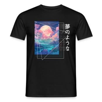 Lofi Anime Aesthetic Japan Fantasy Nature Moon And - Männer T-Shirt - Schwarz - Vorne - AI Model Male 178 light (178cm)