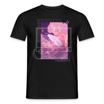 Lofi Japanese Aesthetic Pastel Fantasy Whale In Cl - Männer T-Shirt - Schwarz - Vorne - AI Model Male 178 light (178cm)