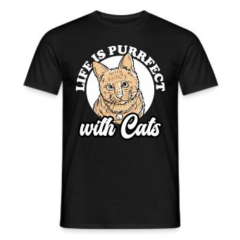 Life is Purrfect with Cats Feline Kitten Cat Lover - Männer T-Shirt - Schwarz - Vorne - AI Model Male 178 light (178cm)