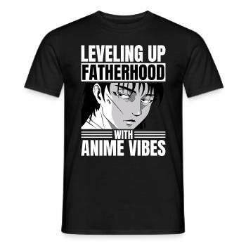 Leveling Up Fatherhood With Anime Vibes Dad Anime - Männer T-Shirt - Schwarz - Vorne - AI Model Male 178 light (178cm)