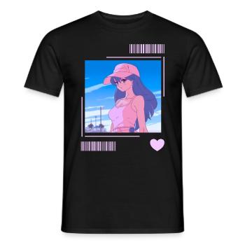 Kawaii Lofi 80's Anime Soft Girl Aesthetic Retro S - Männer T-Shirt - Schwarz - Vorne - AI Model Male 178 light (178cm)